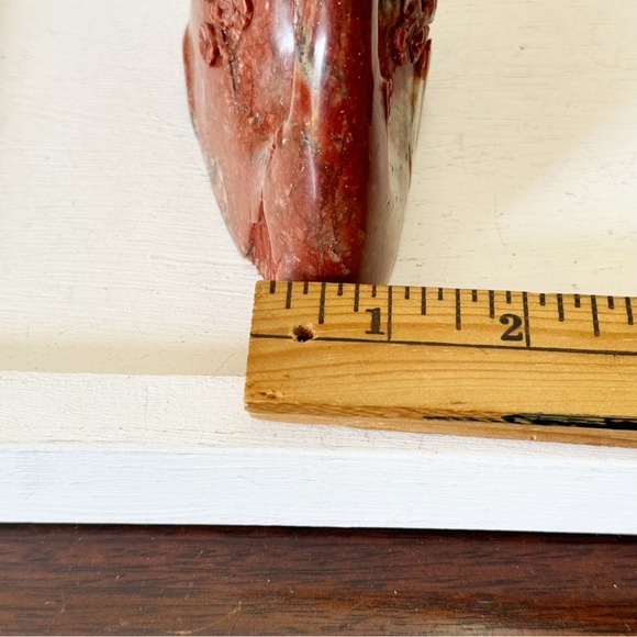 Vintage Chinese Natural Red Shoushan Stone Carved Cherry Tree Blossom Teapot - Picture 16 of 16